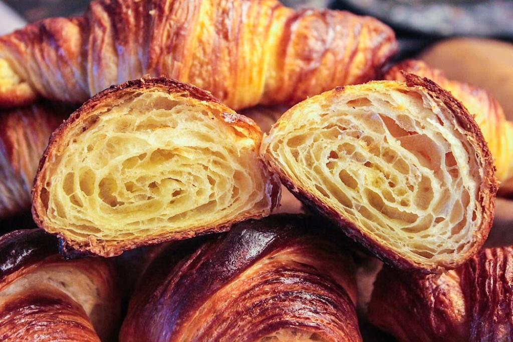 croissants, flaky, buttery, folds of butter by Gregory''s Foods 